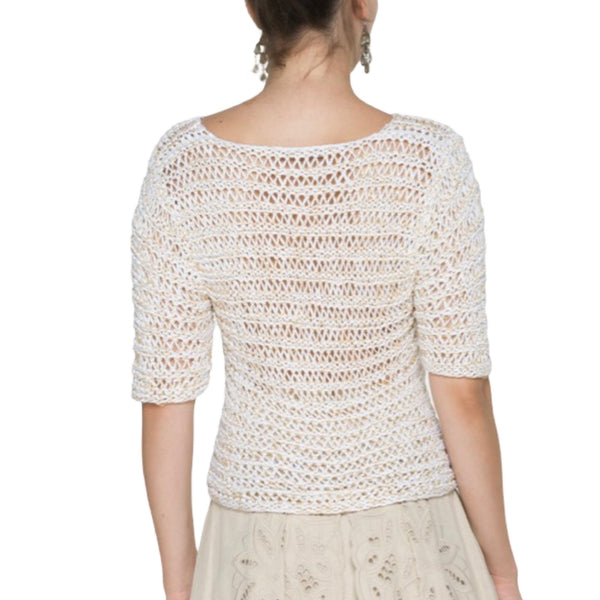 White Sweater in Linen Ribbon