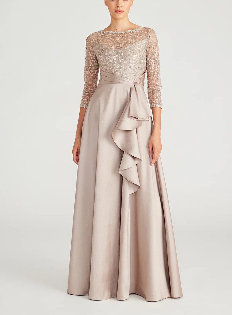 Zola Bateau Mikado Lace Gown