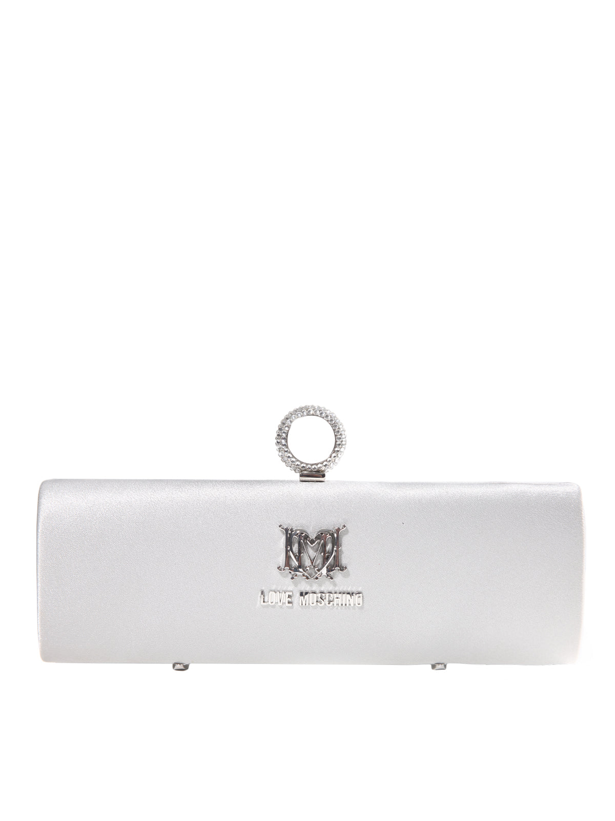 Borsa Satin Argento Clutch, LOVE MOSCHINO - elilhaam.com