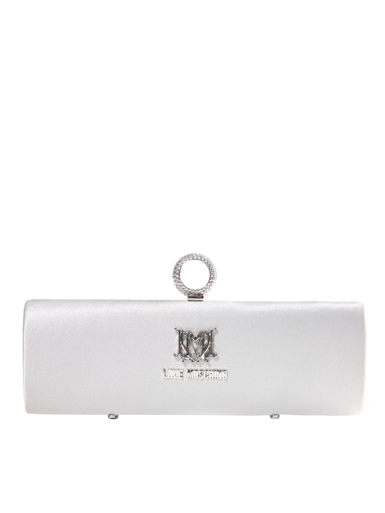 Borsa Satin Argento Clutch, LOVE MOSCHINO - elilhaam.com