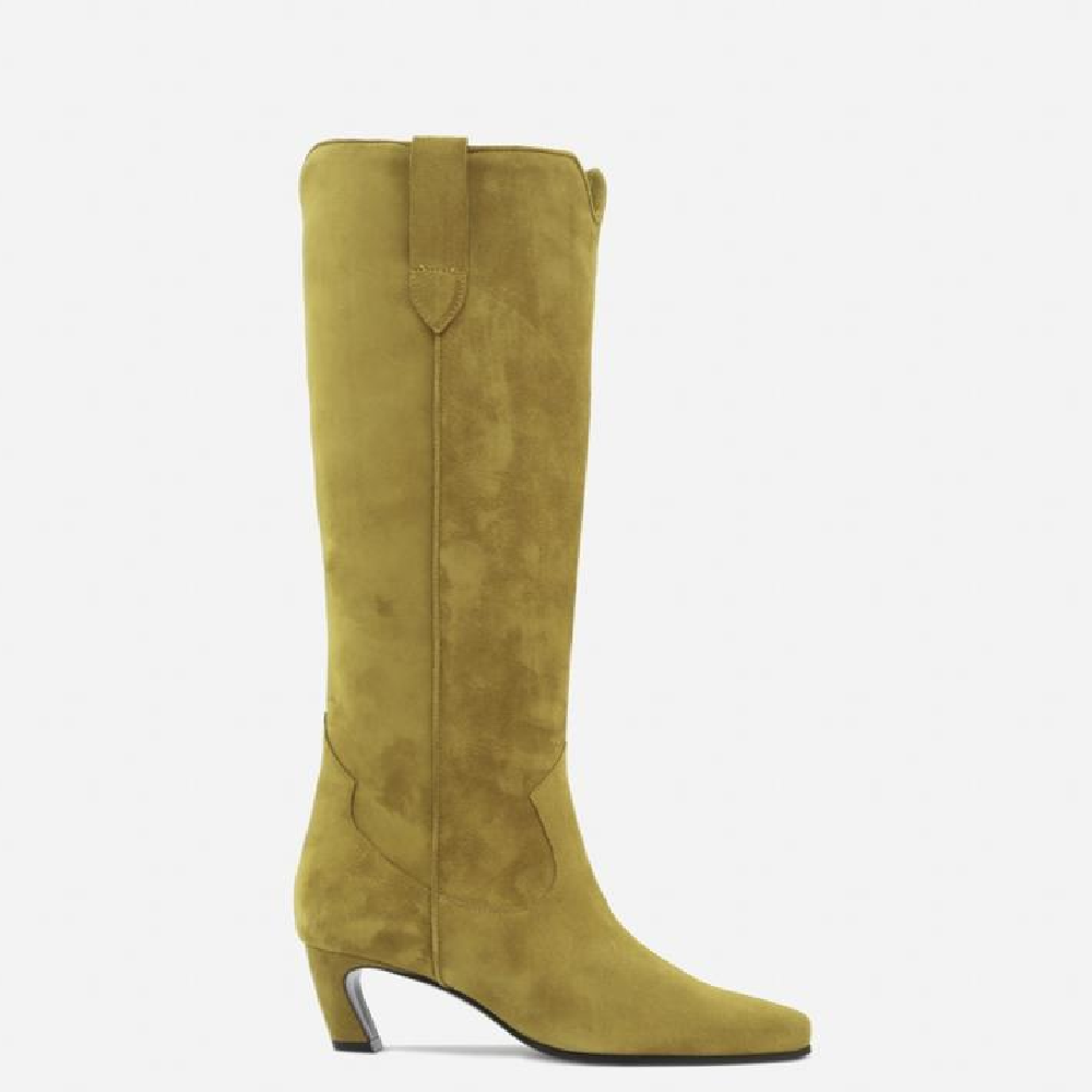 Mustard Yellow Belen Velor Boots In Suede