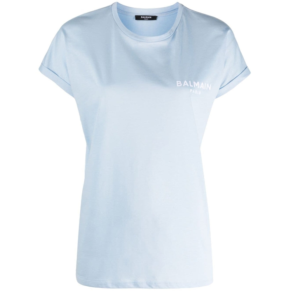 Light Blue Small Flocked Logo T-Shirt
