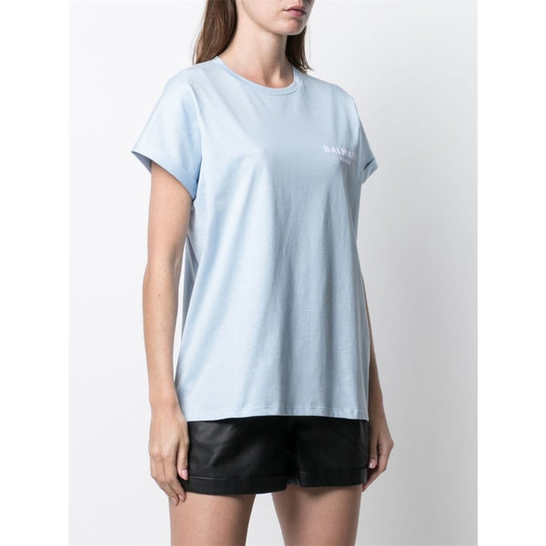 Light Blue Small Flocked Logo T-Shirt