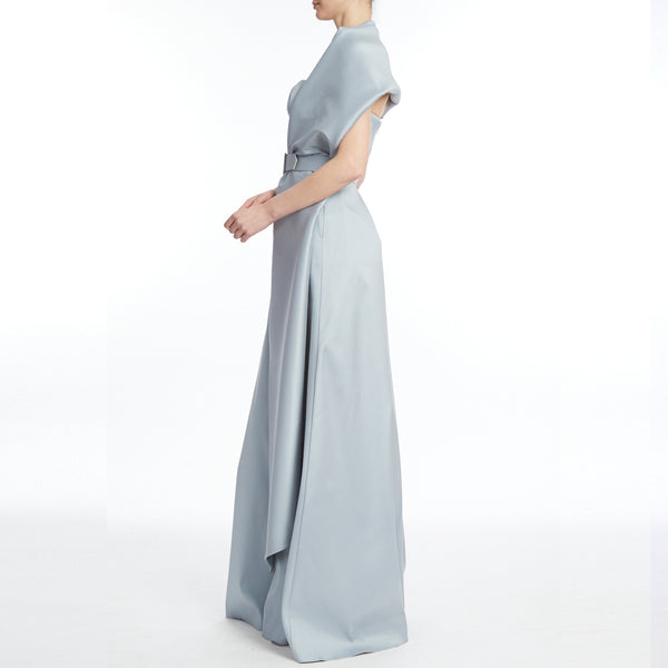 Metal Blue Dress In Cape Details