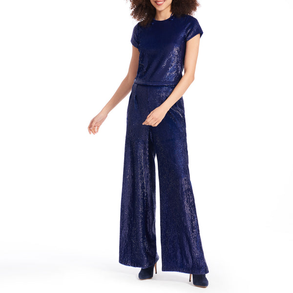 Royal Blue Sequin Palazzo Trousers