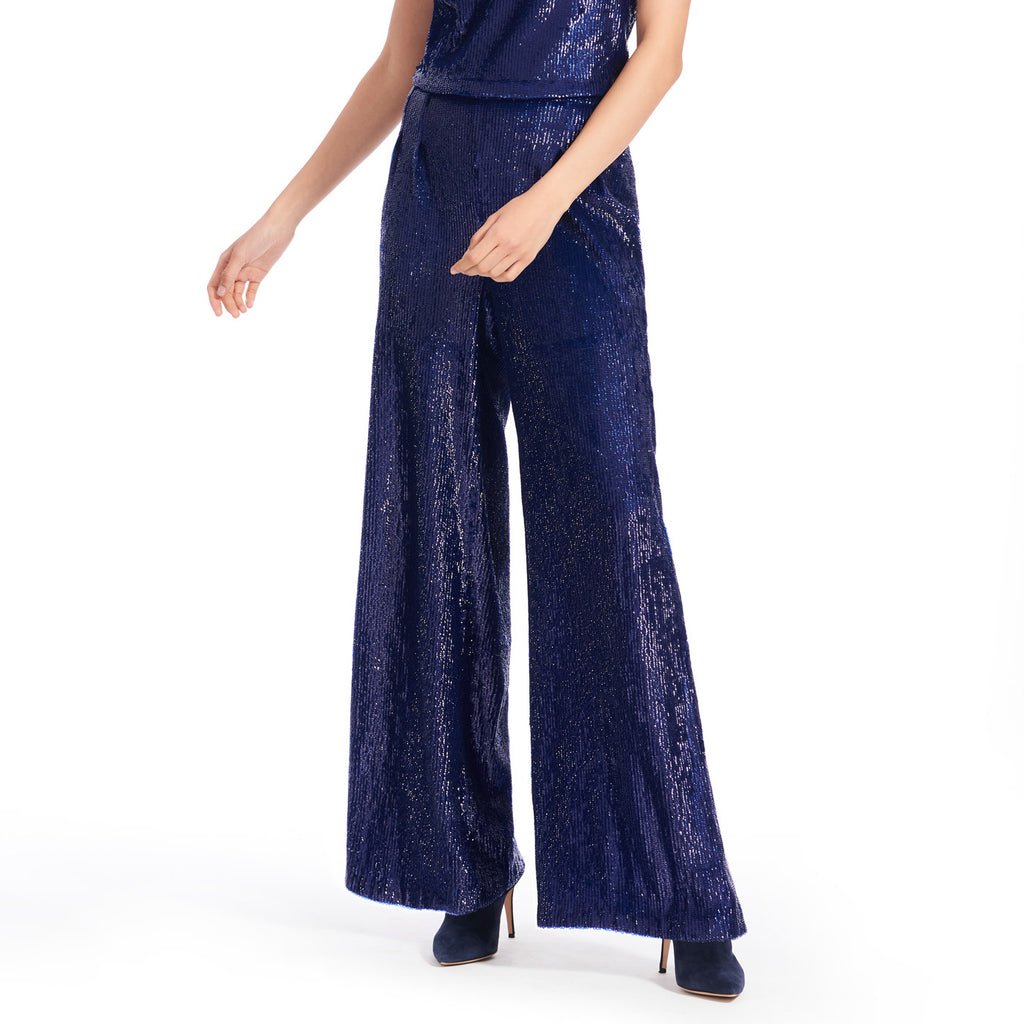 Royal Blue Sequin Palazzo Trousers