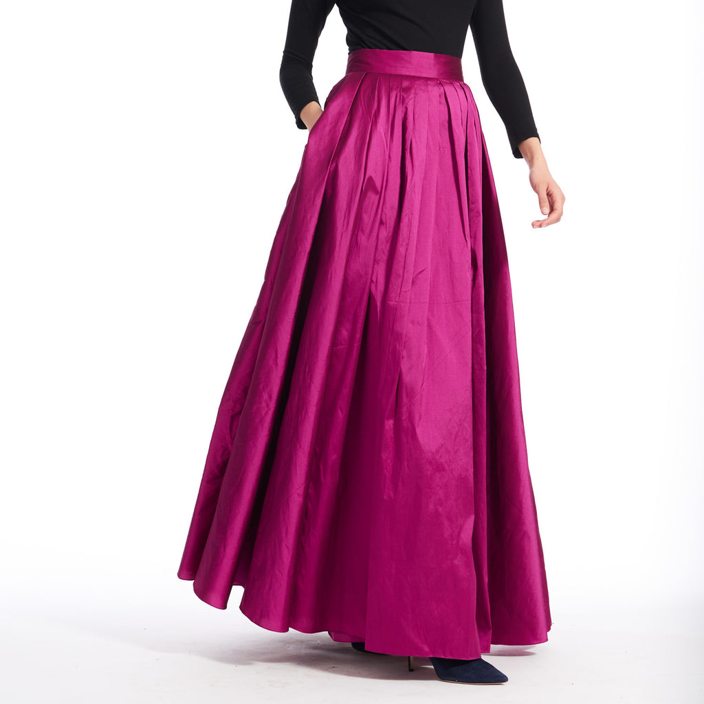 Magenta Taffeta Ballgown Skirt W/ Pockets