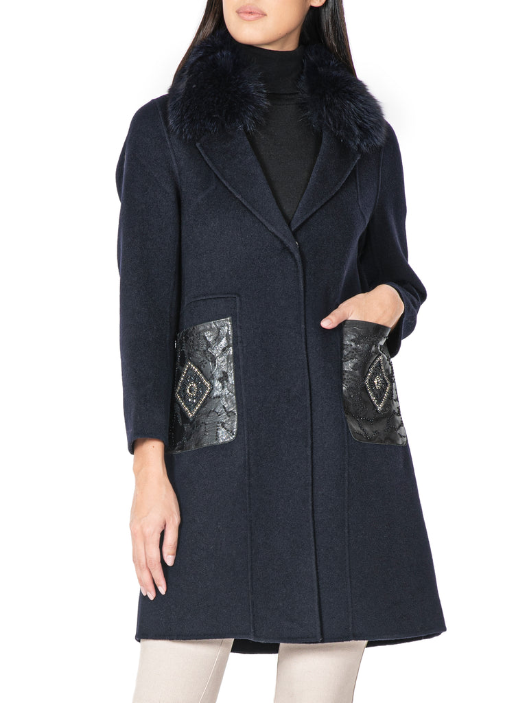 Fur-Trimmed Wool-Blend Coat