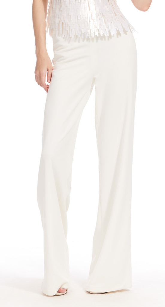 Ivory Stretch Crepe Wide Leg Pant