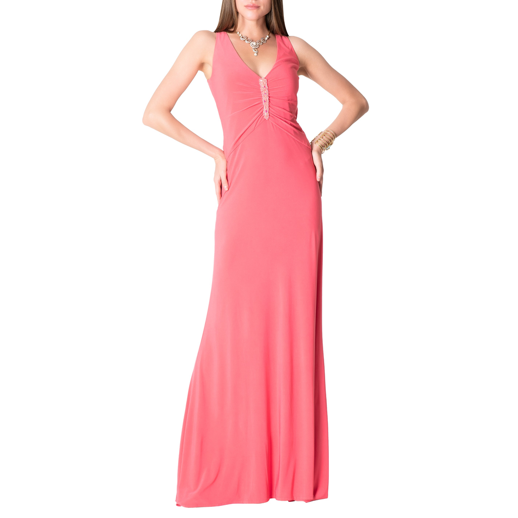 Shirred Front Open Back Gown