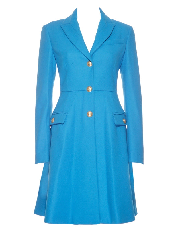 Teal Virgin Wool Coat Dress, VERSACE - elilhaam.com