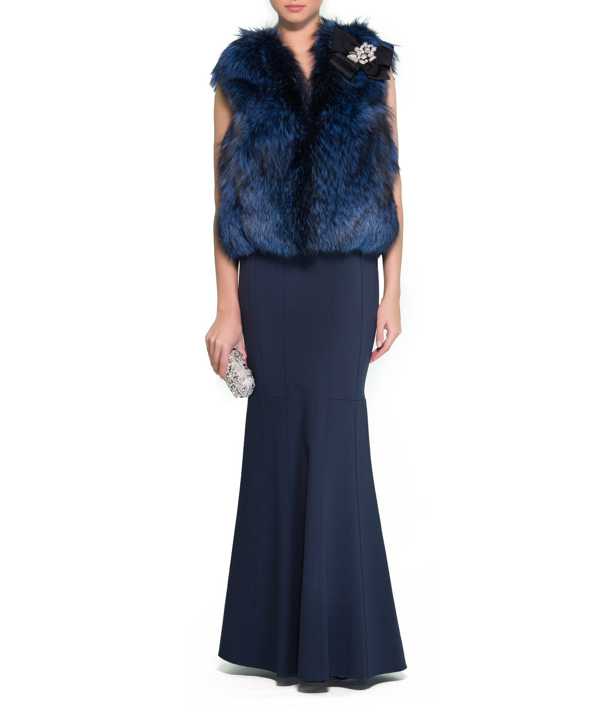 Teal Blue Fur Vest, DORIAN HO - elilhaam.com