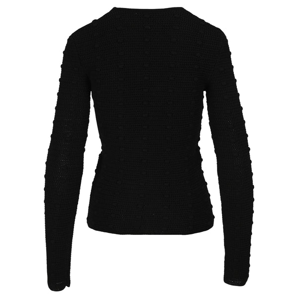 Black Cotton Sweater With Pompon Detail Shirt