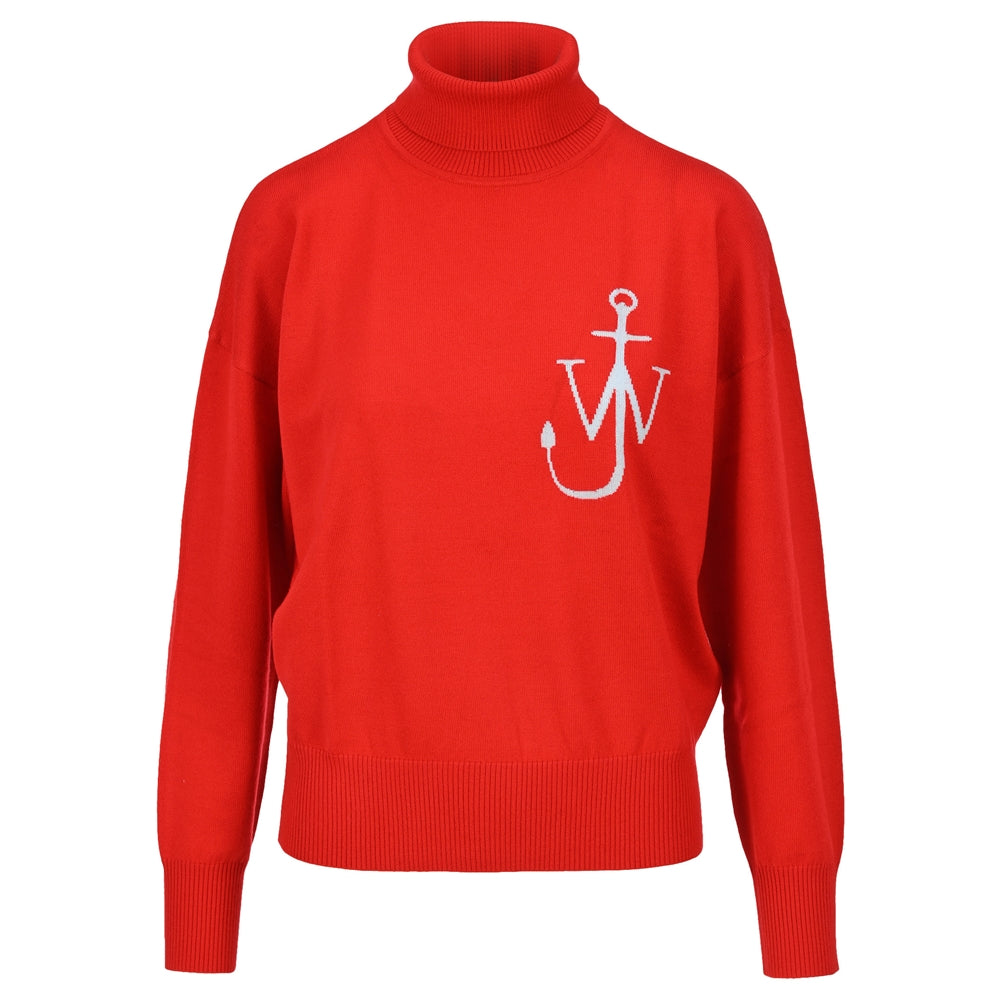 Red Anchor Funnel Neck Jumper