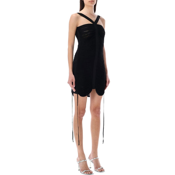 Black Floating Ribs Mini Dress