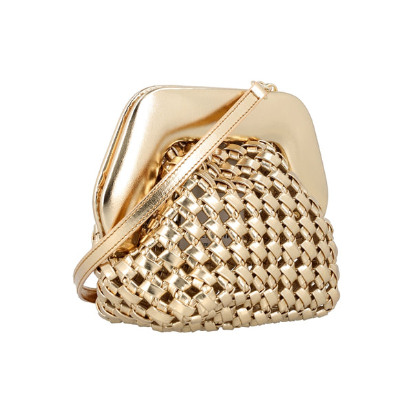 Gold Gea Knots Laminated Clutch Bag