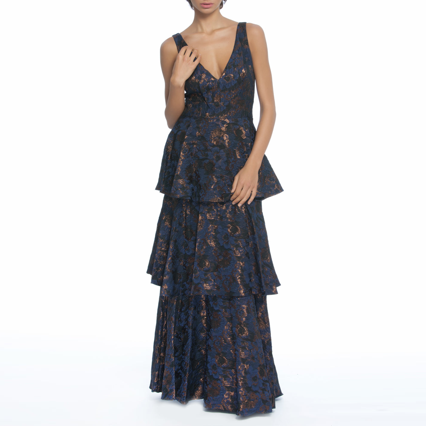 Tiered Jacquard Gown, New,Clothes,Designers,Wedding Season Dresses, BADGLEY MISCHKA - elilhaam.com