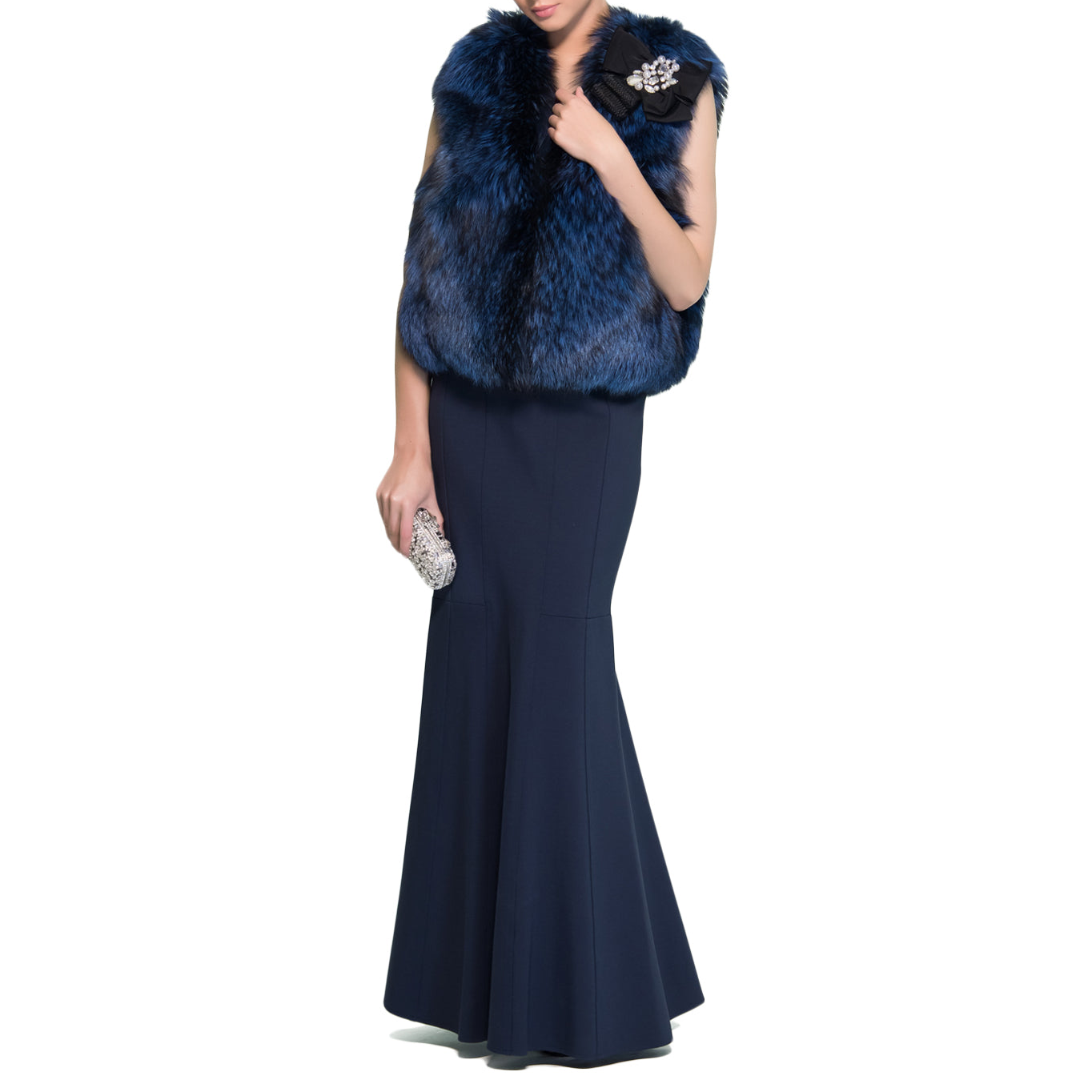 Teal Blue Fur Vest, DORIAN HO - elilhaam.com
