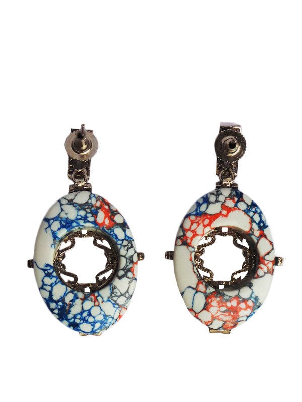 Multi Color Stone Earring with Blue base, KOUKLA - elilhaam.com