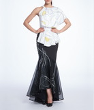 White &Yellow Peplum Top, AVARO FIGLIO - elilhaam.com