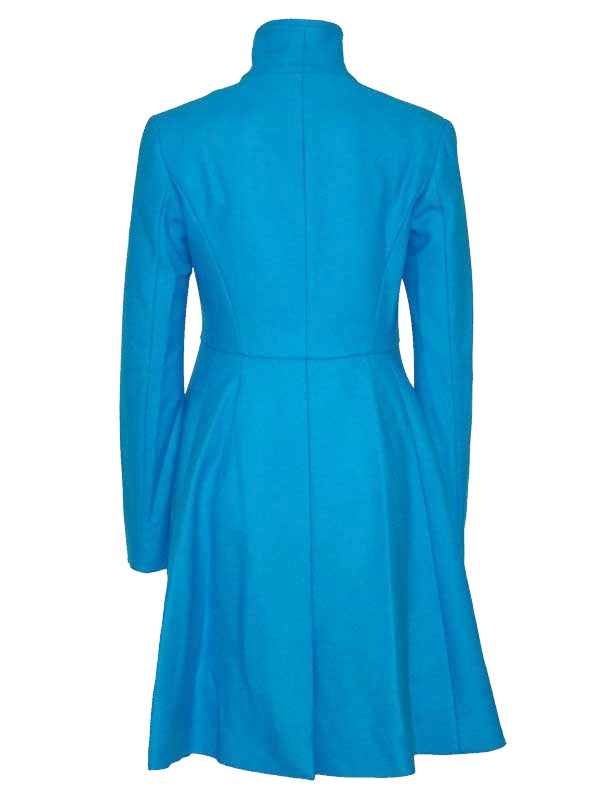 Teal Virgin Wool Coat Dress, VERSACE - elilhaam.com