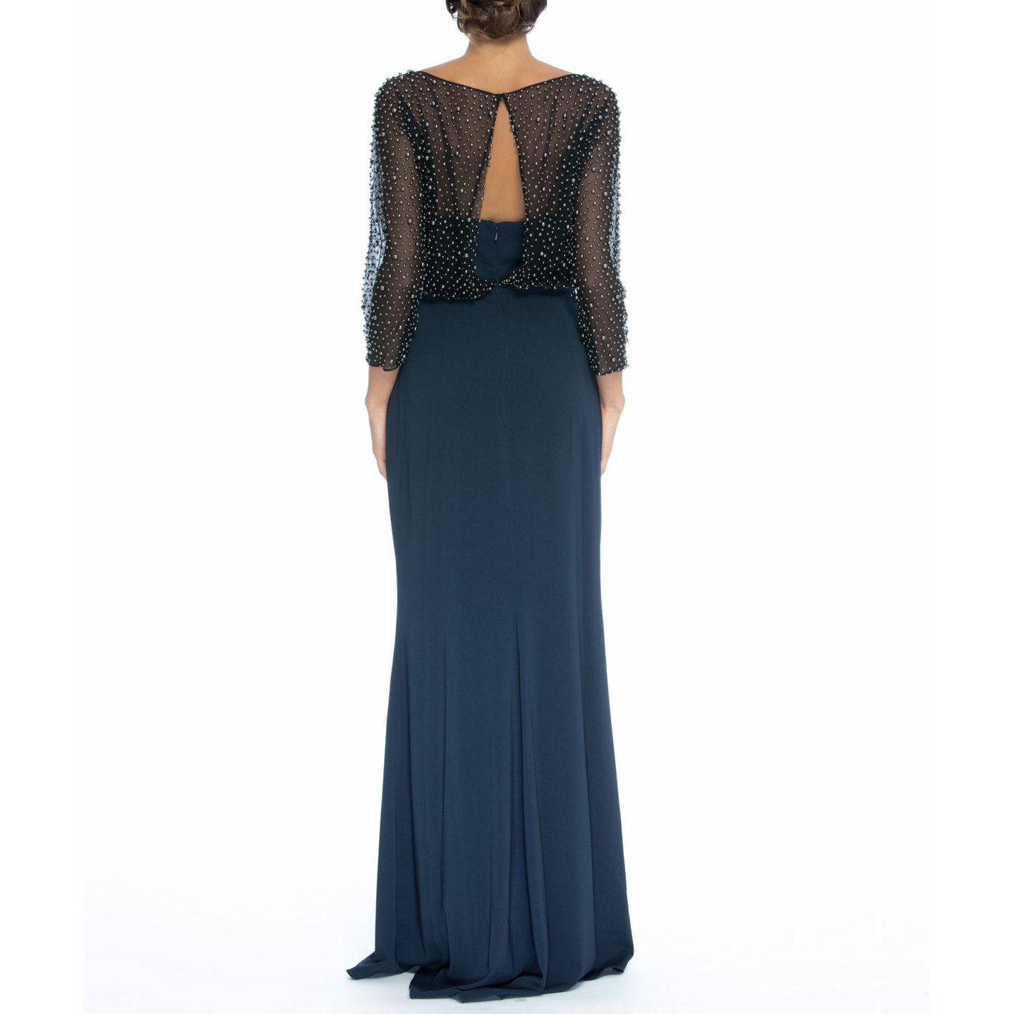 3/4-Sleeve Beaded Blouson Gown, BADGLEY MISCHKA - elilhaam.com