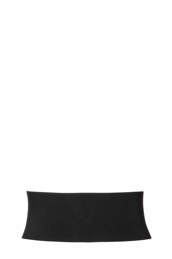 حزام جلد أسود بتصميم مخيط على شكل ماسي