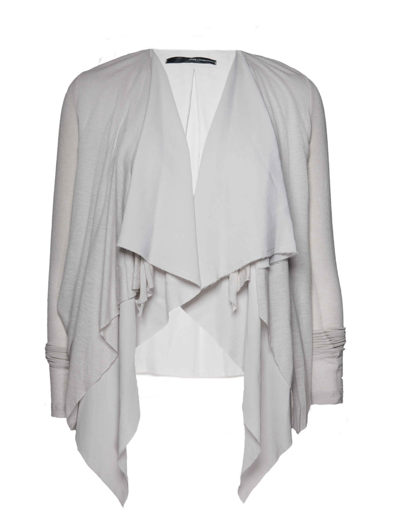 White Draped Wool Cardigan