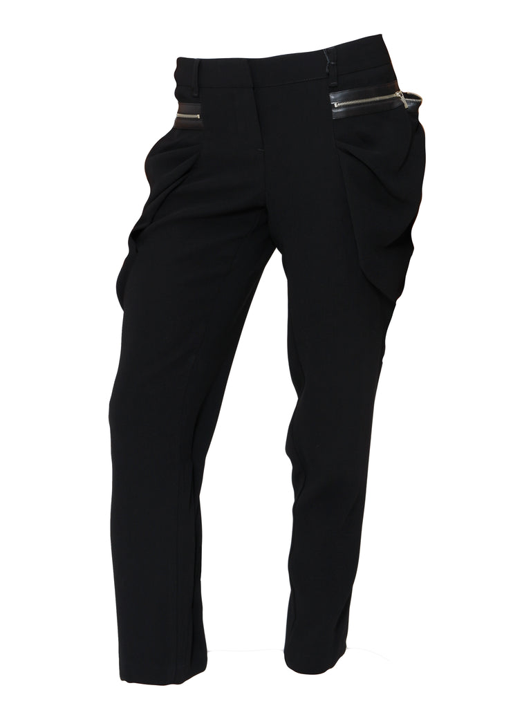 Black Cropped Trousers With Puffed Pockets