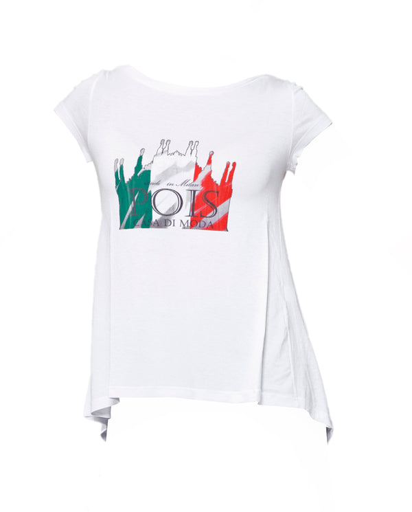 White Milan Logo Print Loose T-Shirt