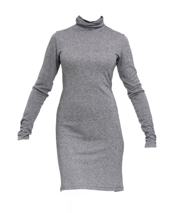 Grey Wool Blend Sweater Stretchable Dress