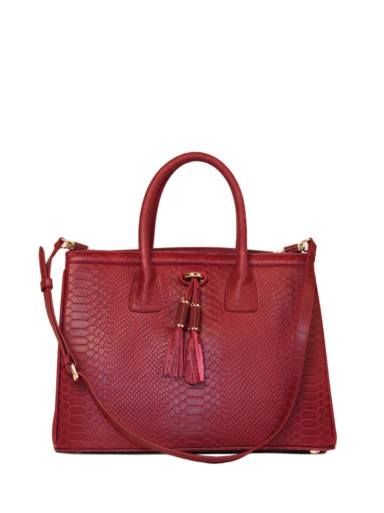 Maroon Tasseled Satchel Garnet, IVANKA - elilhaam.com