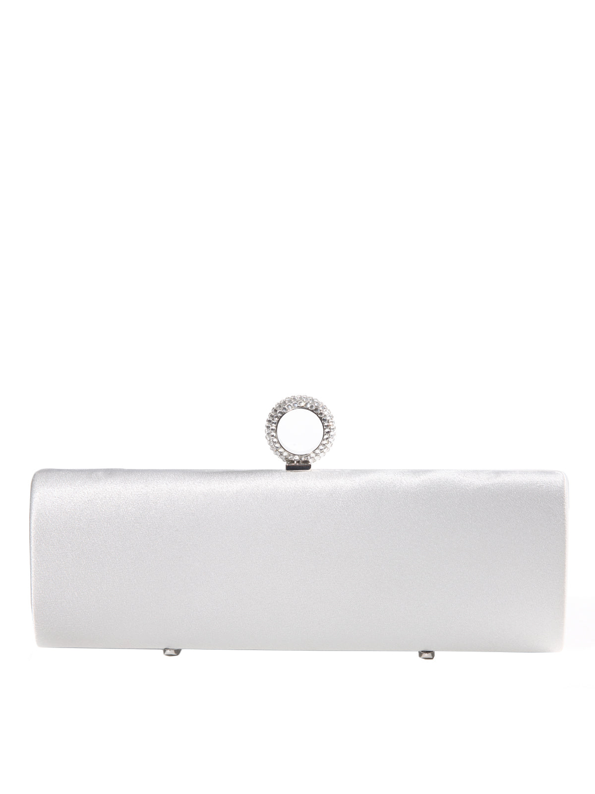 Borsa Satin Argento Clutch, LOVE MOSCHINO - elilhaam.com