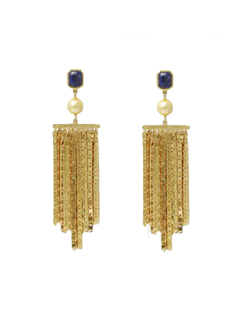 Fringe Earrings blue lapis, ISHARYA - elilhaam.com