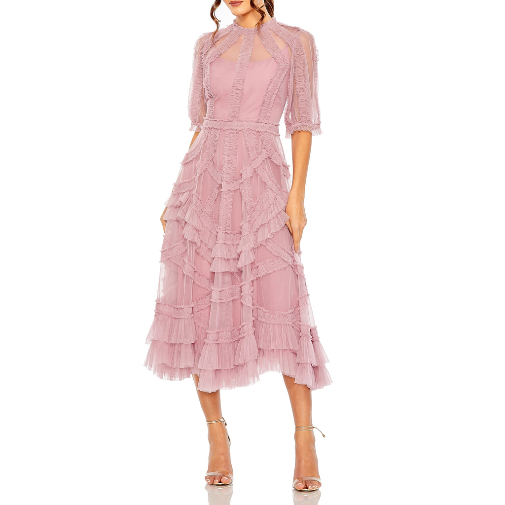 Antique Rose Ruffle Tiered Dress
