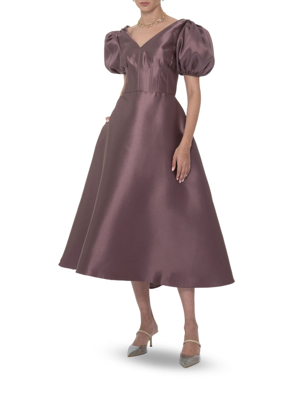 Mauve Balloon Sleeve Dress