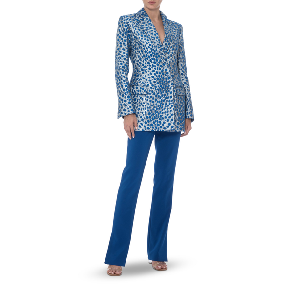 Blue Spotted Lurex Jacquard Jacket