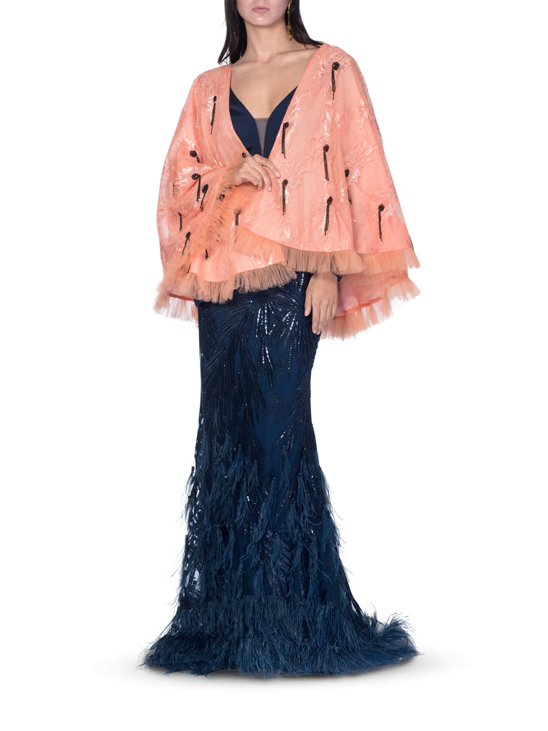Blush Pink Ruffled Edges Cape