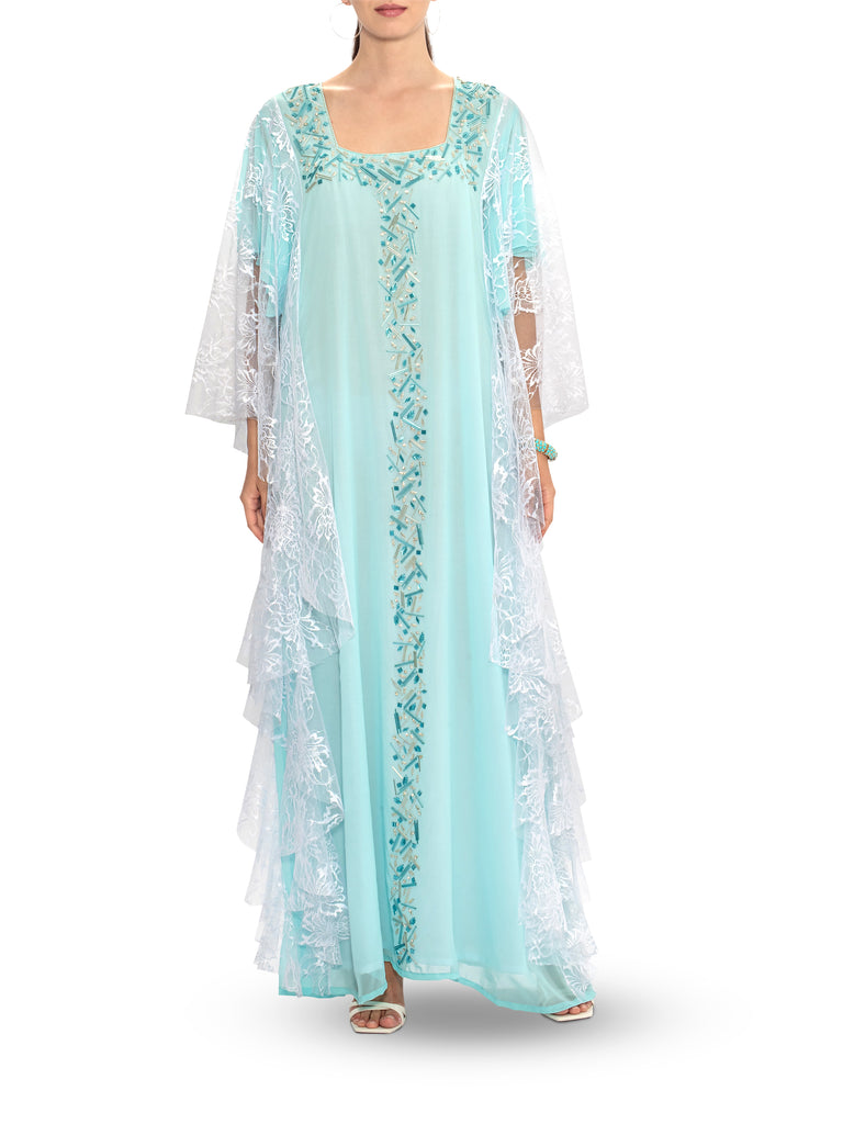 Two Tone Beds And Lace Embellished Kaftan