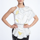 White &Yellow Peplum Top, AVARO FIGLIO - elilhaam.com