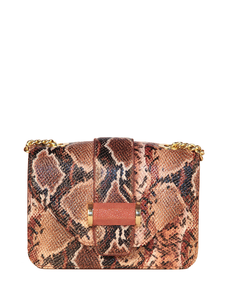 Snake-Embossed Classic Shoulder Bag, IVANKA - elilhaam.com