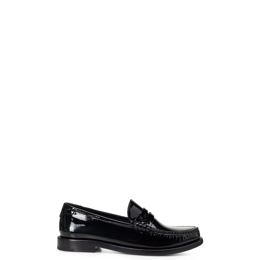Black High-shine Leather Loafers
