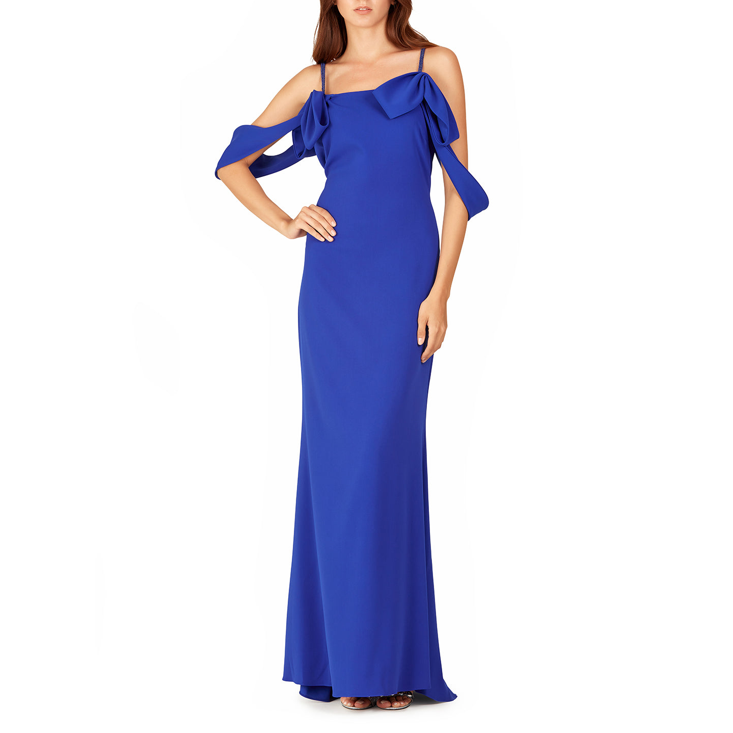 Blue Cold-Shoulder Gown, BADGLEY MISCHKA - elilhaam.com