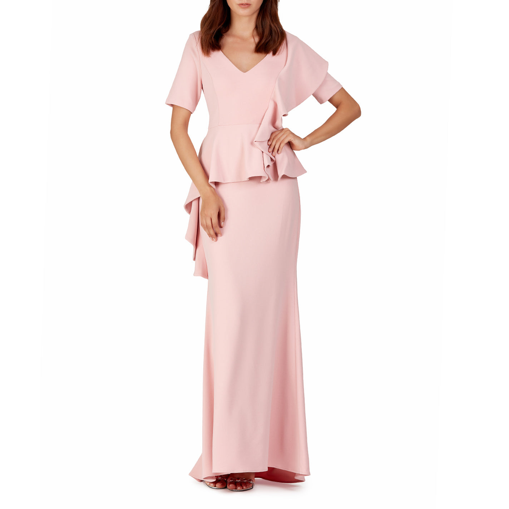 Cascade Ruffled Sleeve Gown, BADGLEY MISCHKA - elilhaam.com