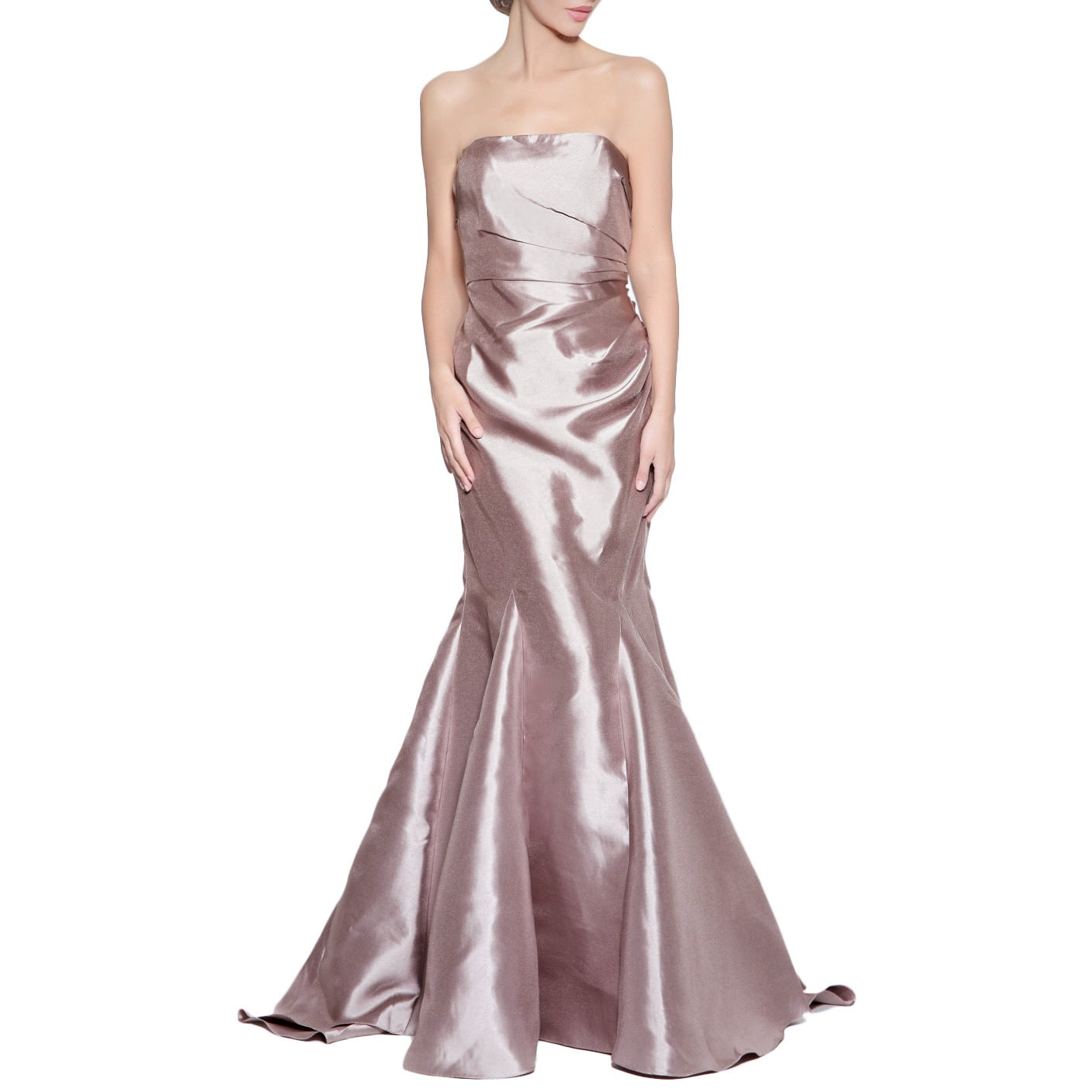 Champagne Mikado Strapless Gown, BADGLEY MISCHKA - elilhaam.com