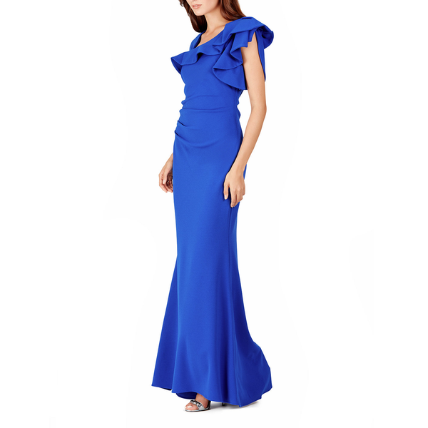 فستان بأكمام مكشكشة أزرق كوبالت ، من BADGLEY MISCHKA - elilhaam.com