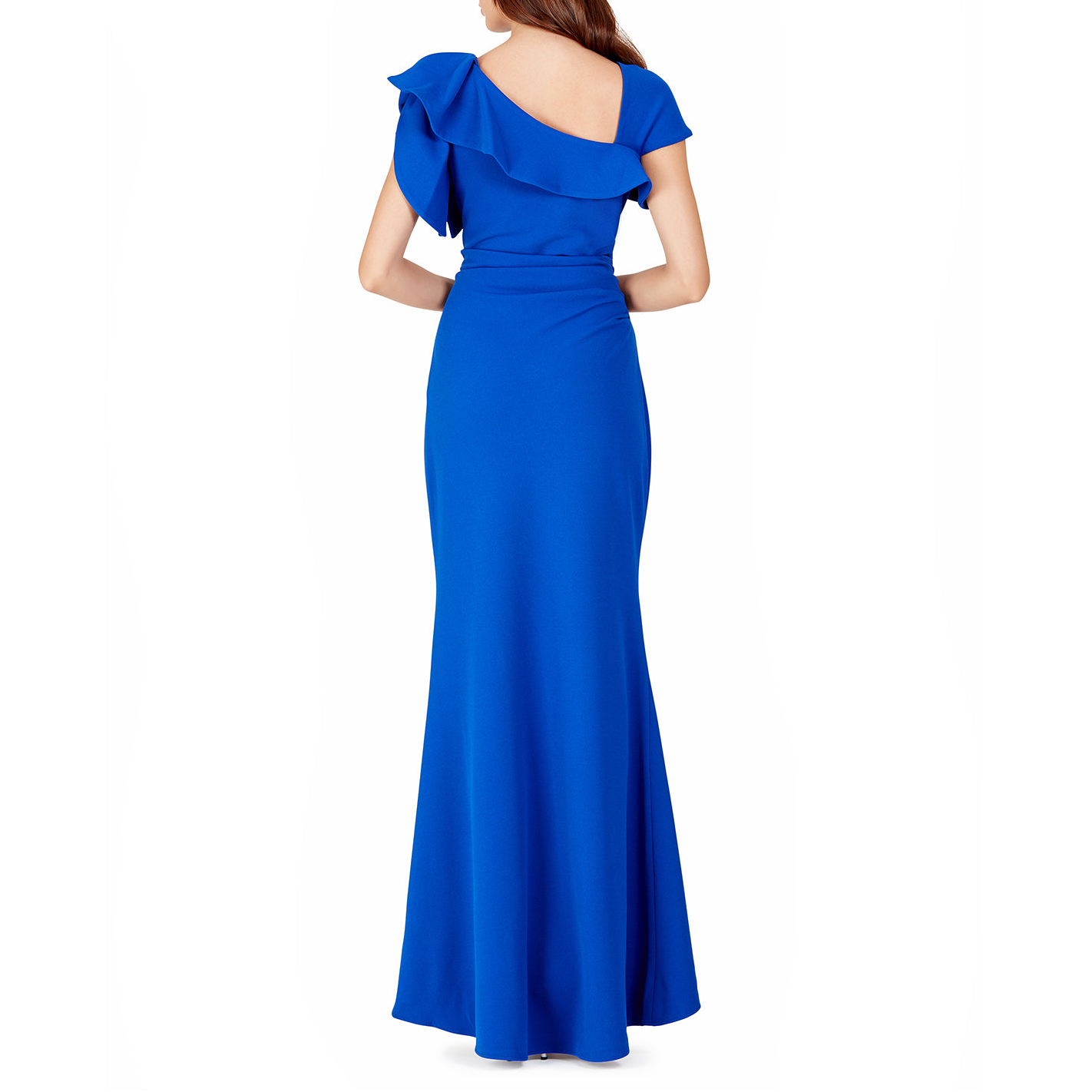 Cobalt Blue Ruffle Sleeved Gown, BADGLEY MISCHKA - elilhaam.com