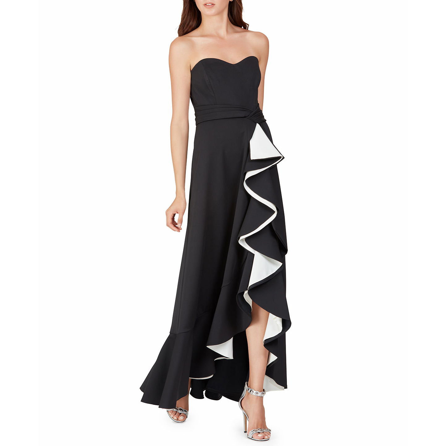 Contrast Ruffle Gown, BADGLEY MISCHKA - elilhaam.com