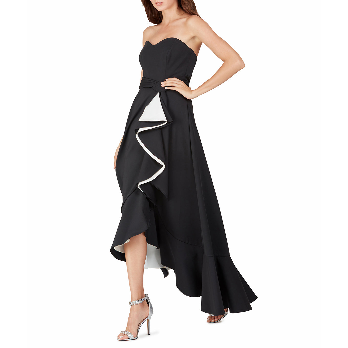 Contrast Ruffle Gown, BADGLEY MISCHKA - elilhaam.com