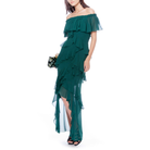 Off-The-Shoulder Ruffled High-Low Gown, BADGLEY MISCHKA - elilhaam.com